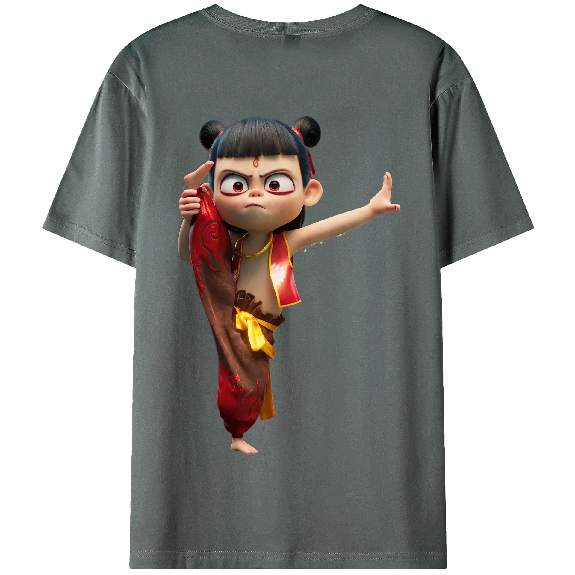 （画像用） Ne Zha 2 ナタ 魔童の大暴れ 綿100％半袖Tシャツ（背面プリント）